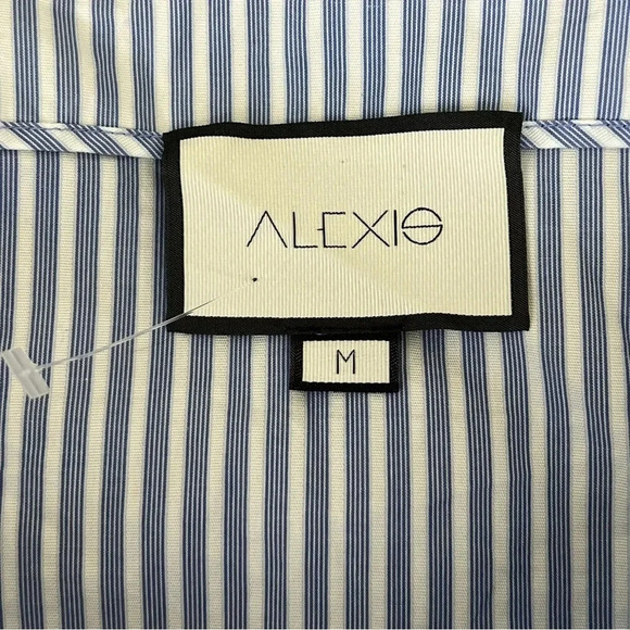 Alexis Juniper Blue Striped Off the Shoulder Flare Bell Sleeve Blouse Medium - Picture 9 of 10